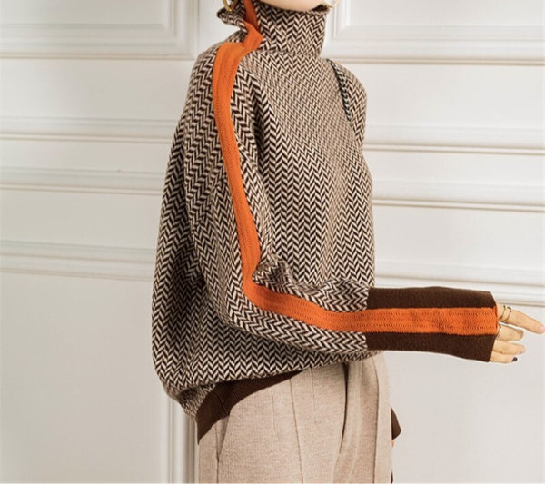 Elaine - Herringbone Luxe Turtleneck