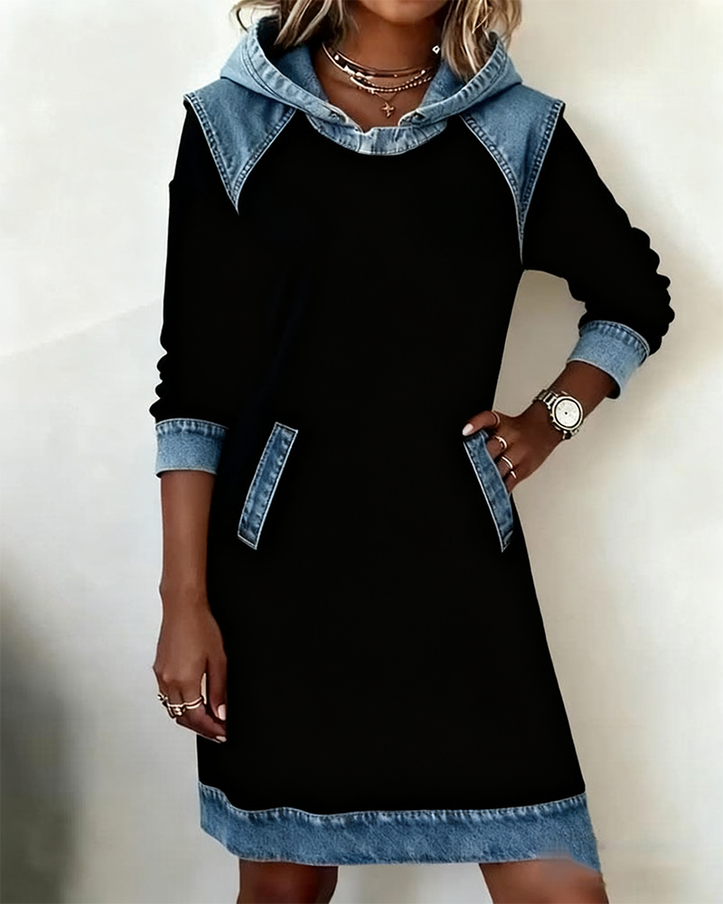 Luna - Casual Contrasting Hooded Dress