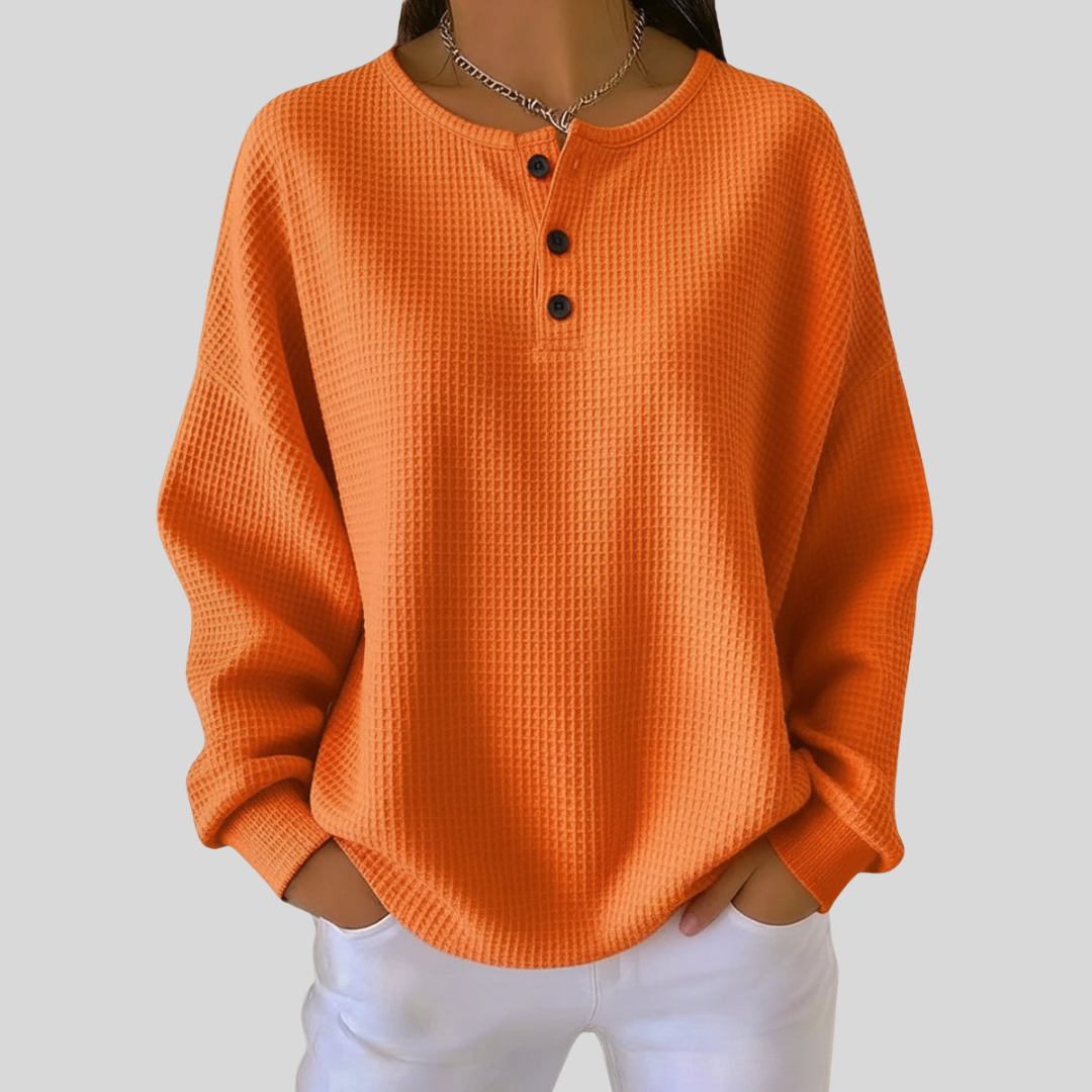 Anne | Orange Sweatshirt With Collar