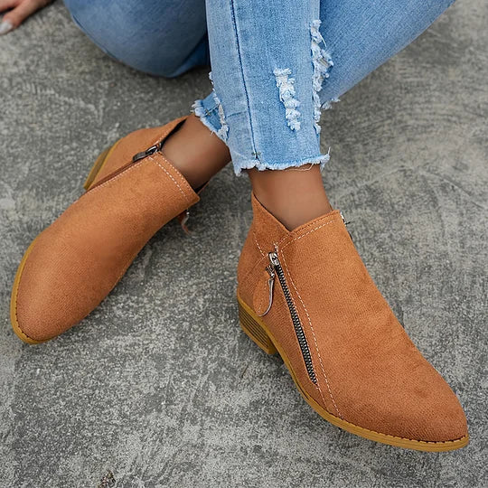 Soline – Leather orthopedic ankle boots with zipper