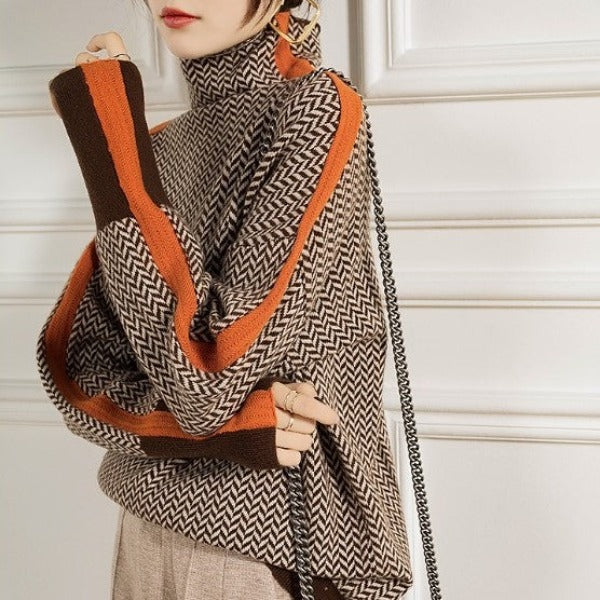 Elaine - Herringbone Luxe Turtleneck