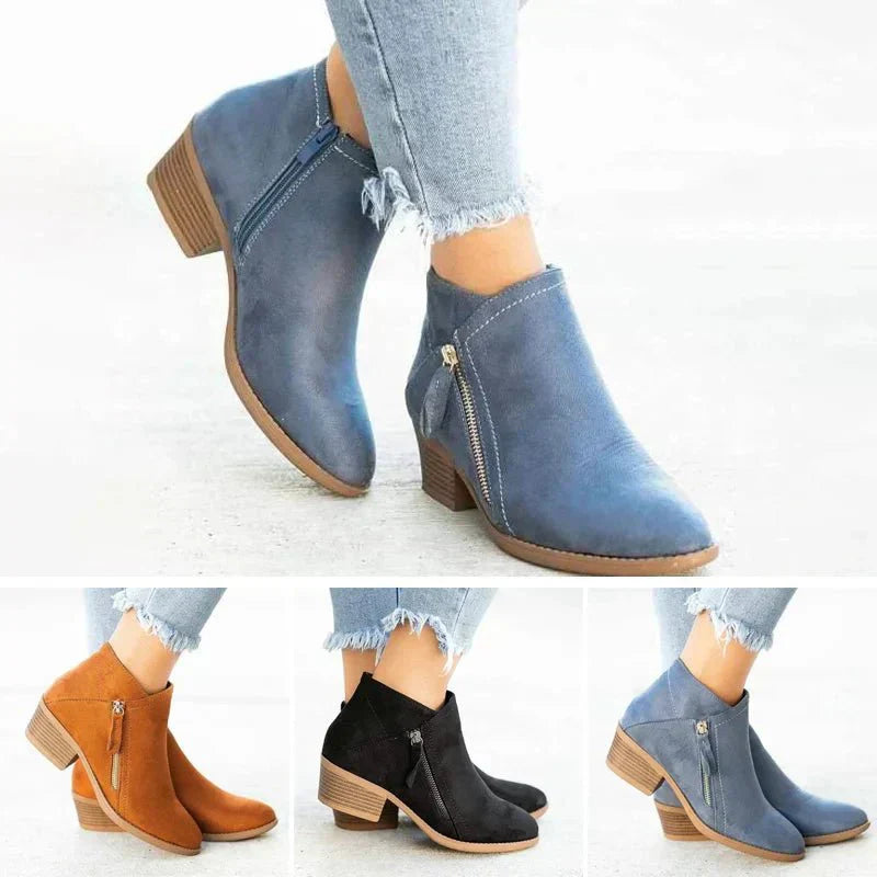 Anais – Ankle Boots with Side-Zip Design with Low Heel