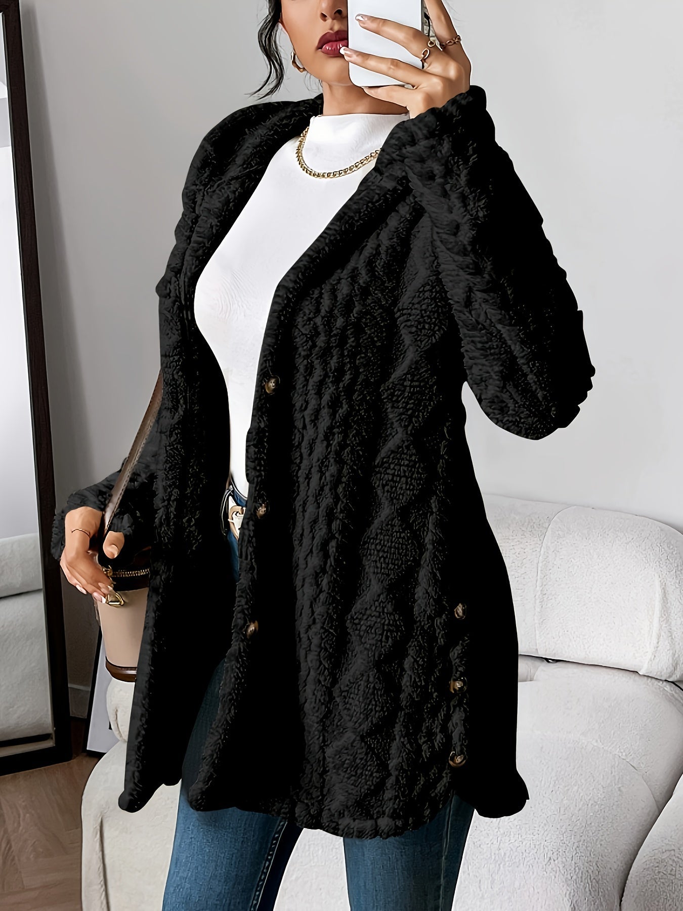 Marianne - Plush Hooded Cardigan