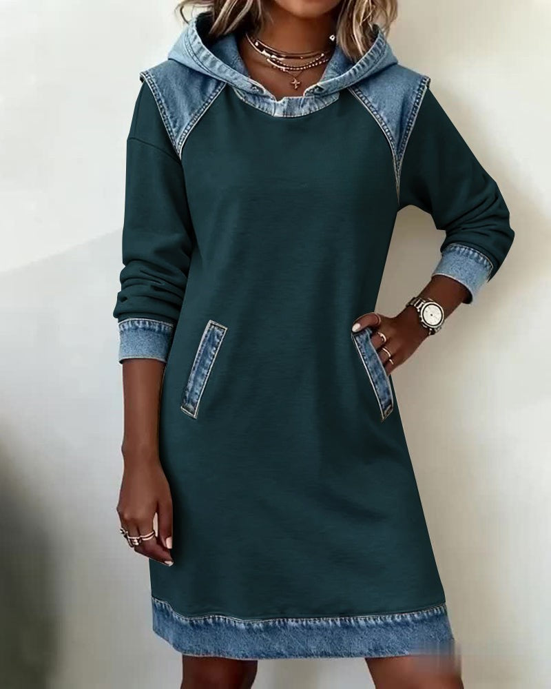 Luna - Casual Contrasting Hooded Dress