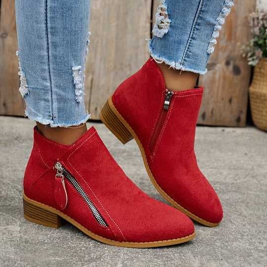 Soline – Leather orthopedic ankle boots with zipper