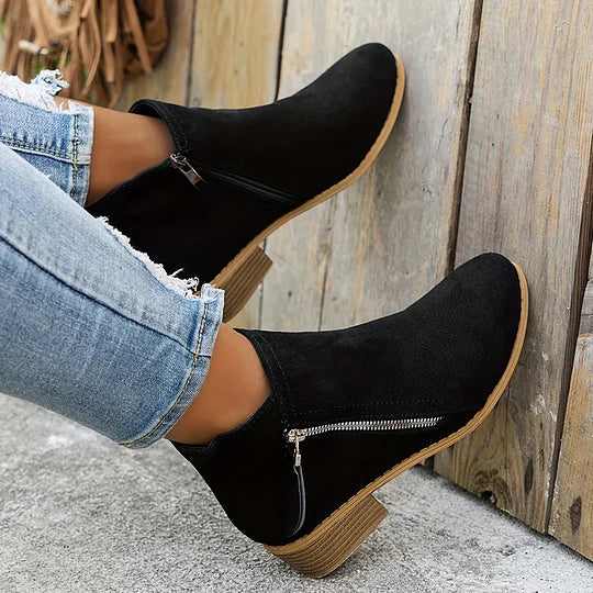 Soline – Leather orthopedic ankle boots with zipper