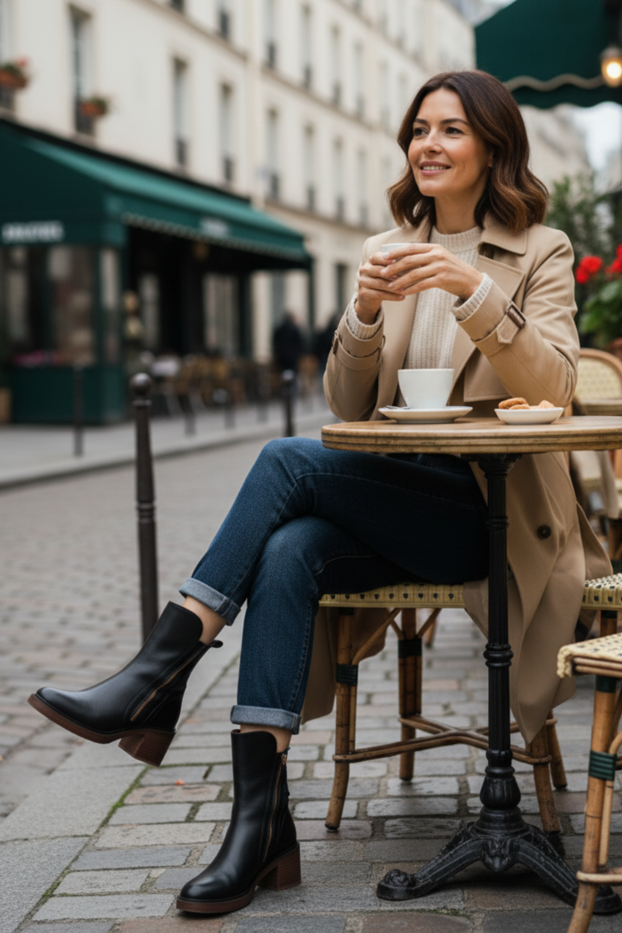Garciel – Black leather ankle boots with comfortable heels, elegant and timeless