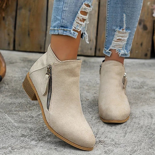 Soline – Leather orthopedic ankle boots with zipper