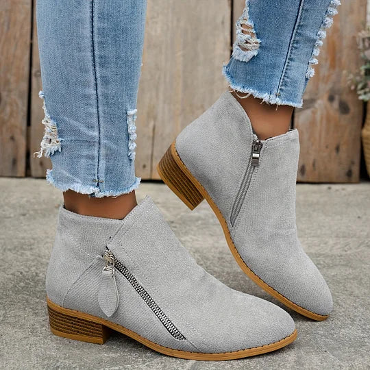Soline – Leather orthopedic ankle boots with zipper