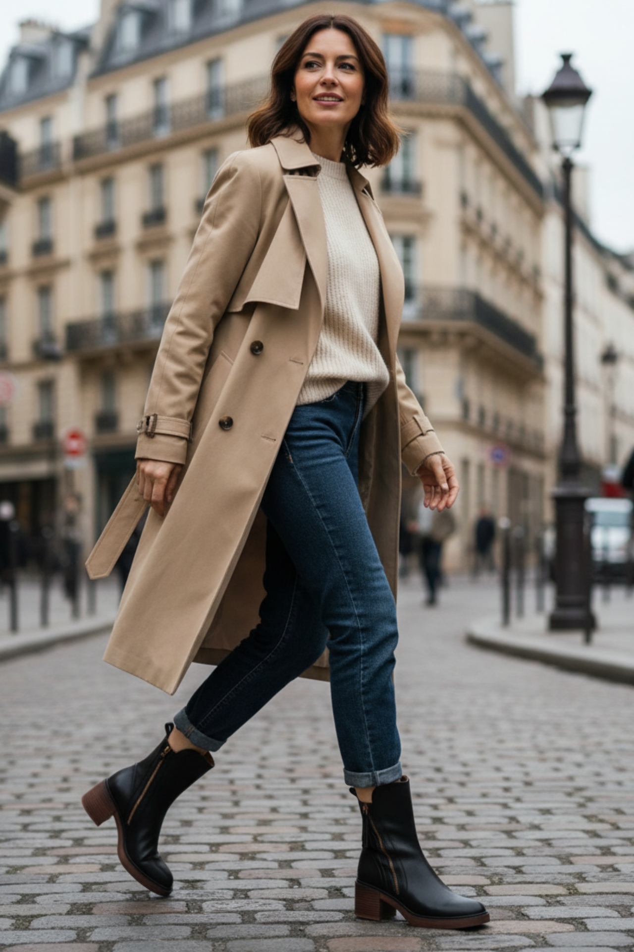 Garciel – Black leather ankle boots with comfortable heels, elegant and timeless