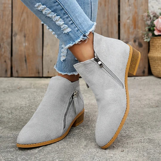 Soline – Leather orthopedic ankle boots with zipper