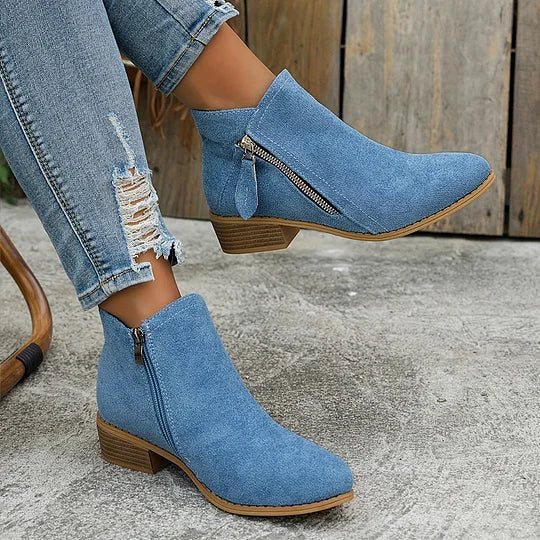 Soline – Leather orthopedic ankle boots with zipper