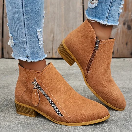 Soline – Leather orthopedic ankle boots with zipper