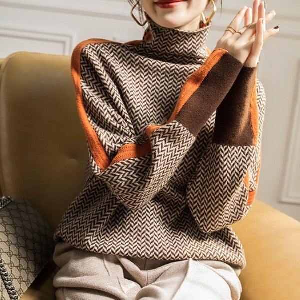 Elaine - Herringbone Luxe Turtleneck