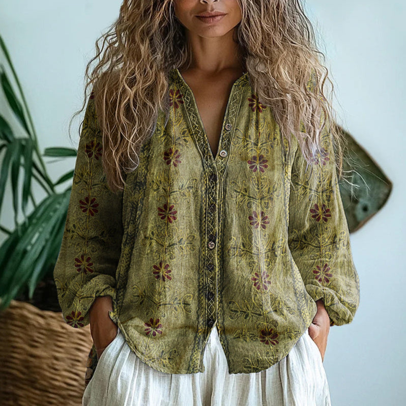 Lillian - Vintage Leaf Blouse
