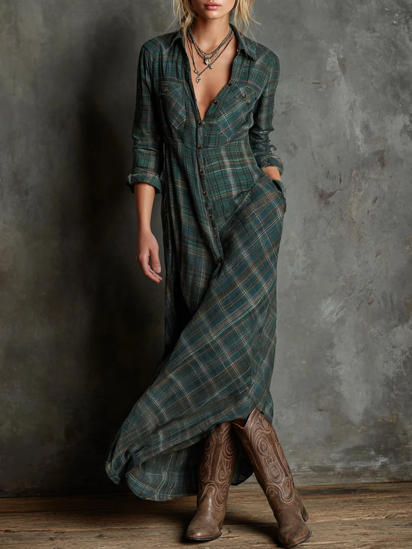 Elle | Graceful Checkered Maxi Dress