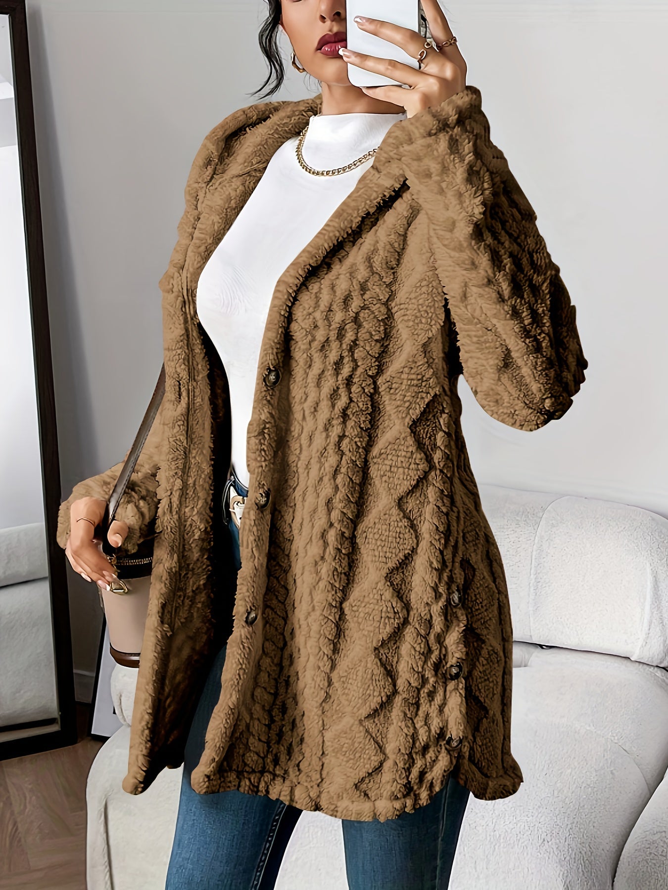 Marianne - Plush Hooded Cardigan