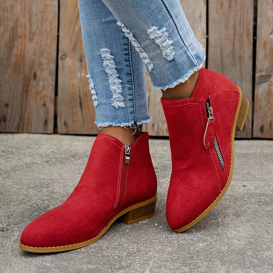 Soline – Leather orthopedic ankle boots with zipper