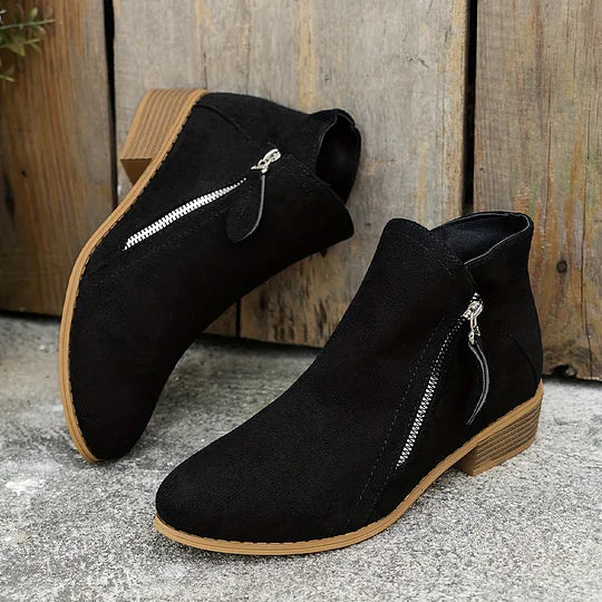 Soline – Leather orthopedic ankle boots with zipper