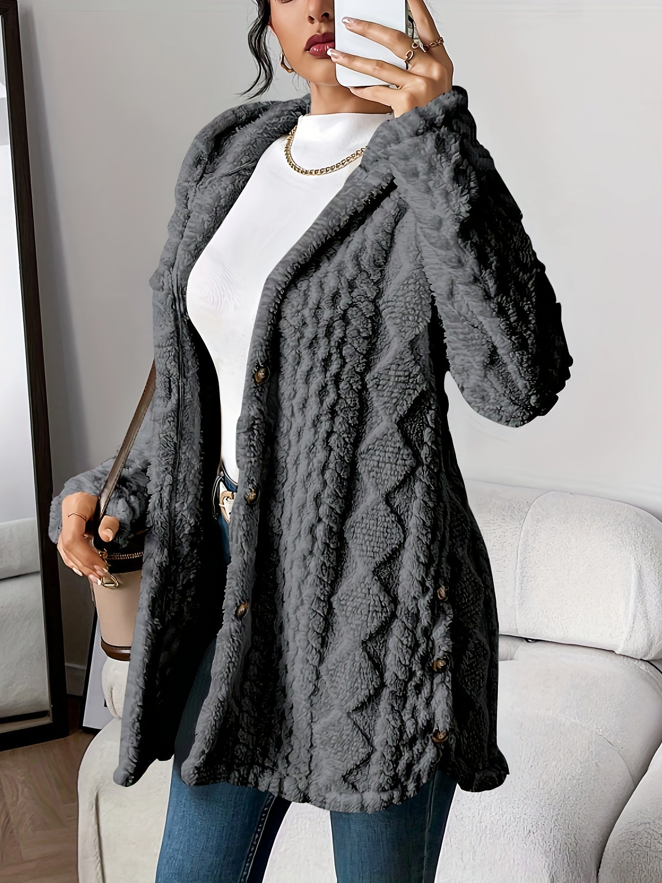 Marianne - Plush Hooded Cardigan
