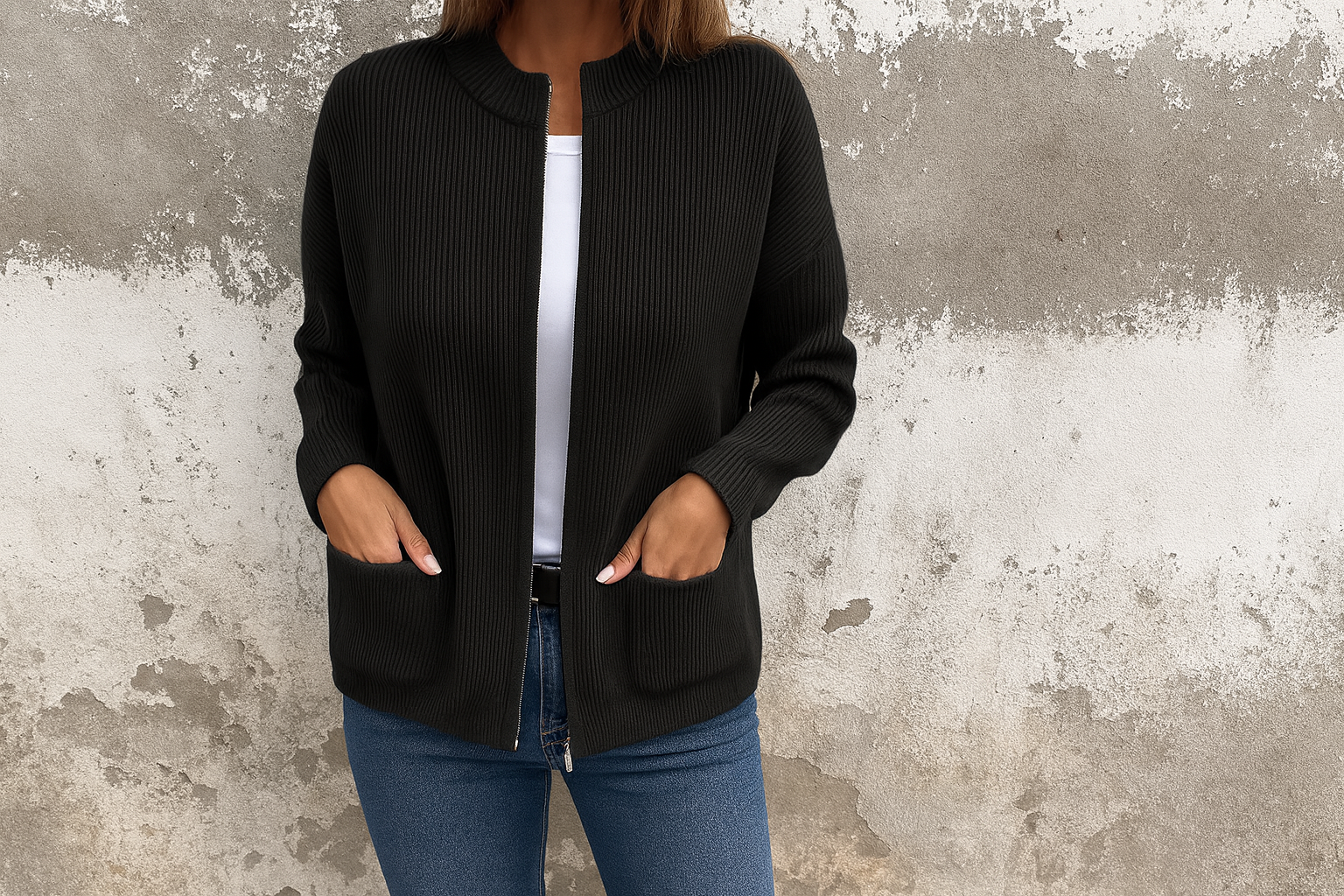 Marsha - Autumn Cardigan With Zipper