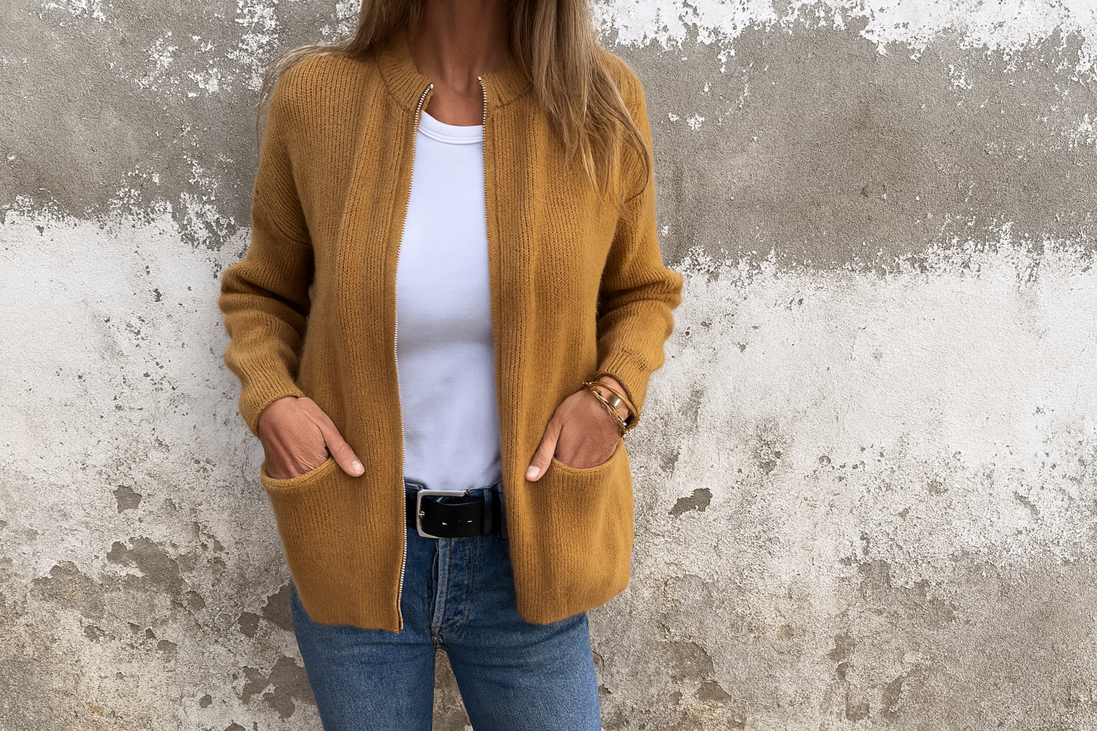 Marsha - Autumn Cardigan With Zipper