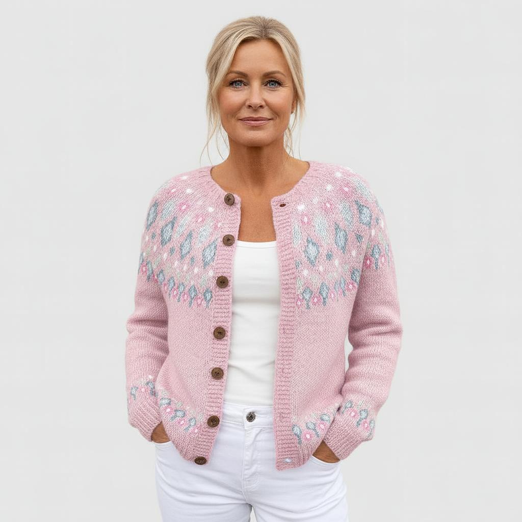 Elva - Loose Knit Cardigan with Pattern